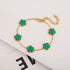 Adjustable Gold-Plated Stainless Steel Plant Flower Bracelet for Women – Trendy Clover Design with Five Leaf Petals, Waterproof & Anti-Allergic Jewelry Gift